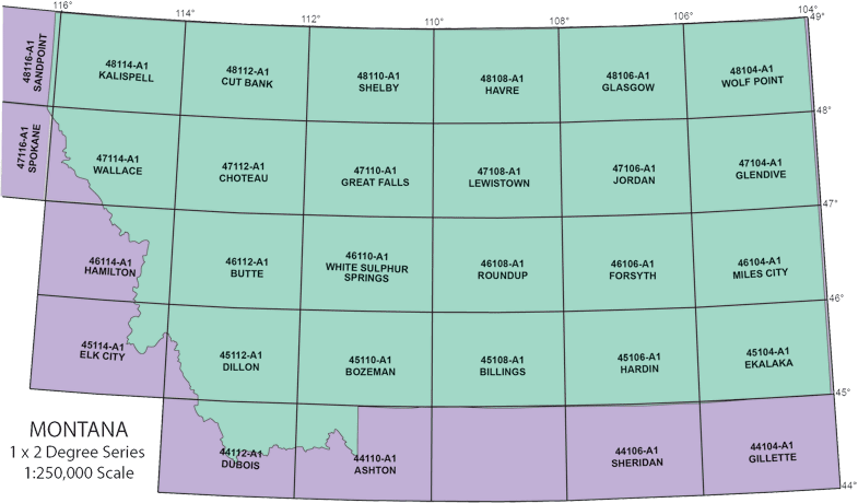 indices to 250k Montana topo  maps