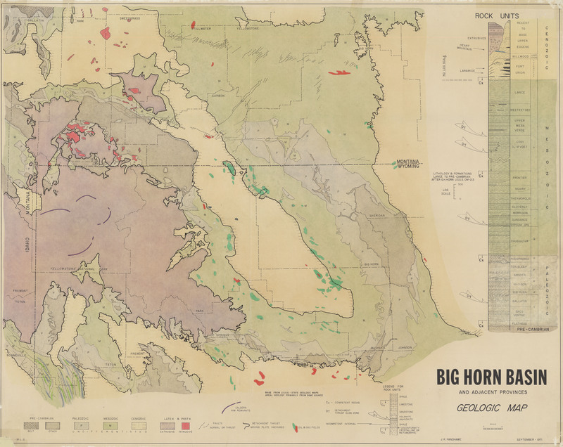 Big Horn Basin and Adjacent Provinces Geologic Map