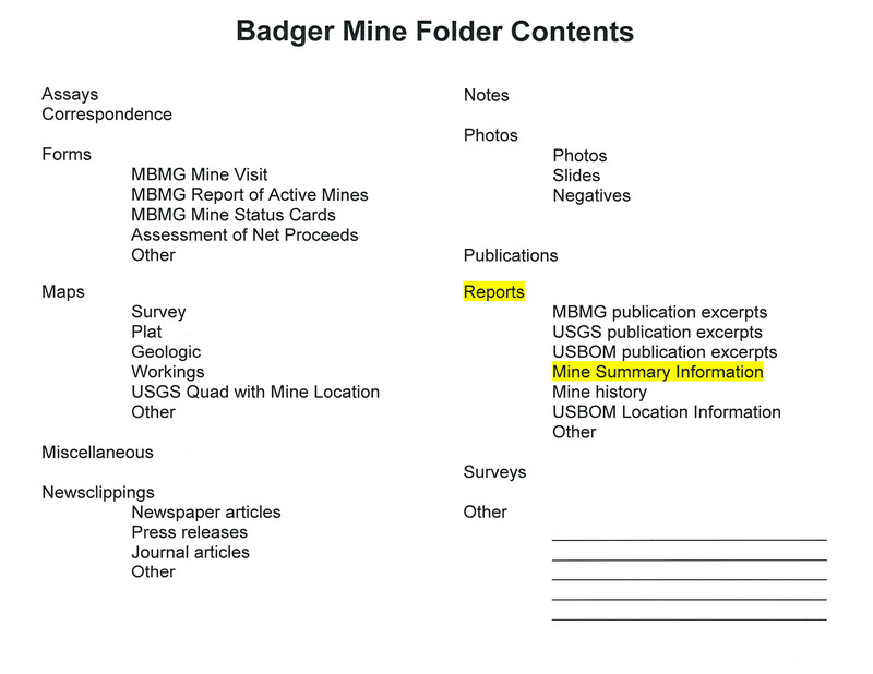 item thumbnail for Badger Mine Folder Contents
