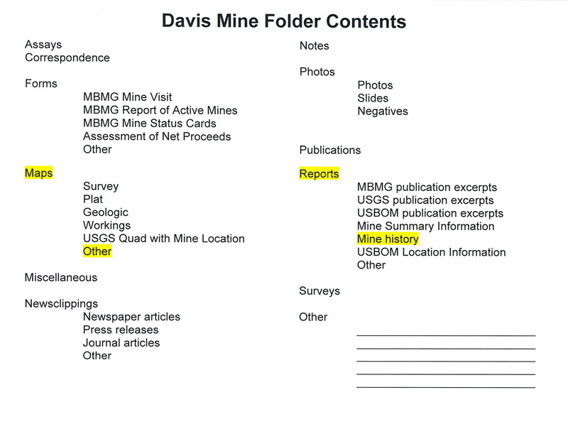 item thumbnail for Davis Mine Folder Contents