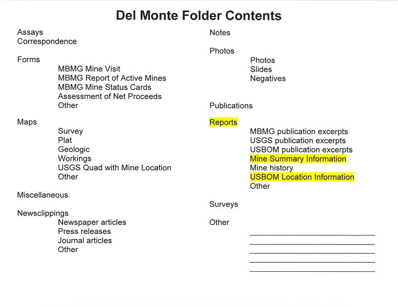 item thumbnail for Del Monte Folder Contents