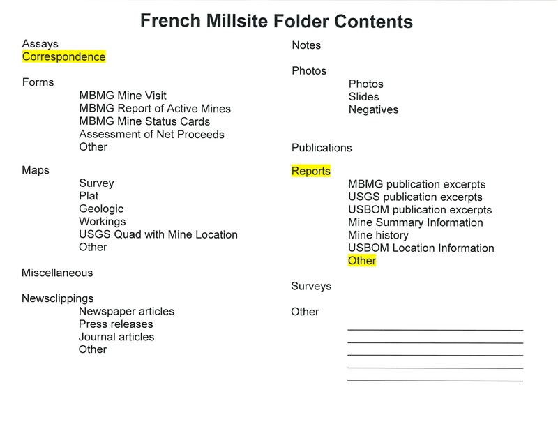 item thumbnail for French Millsite Folder Contents