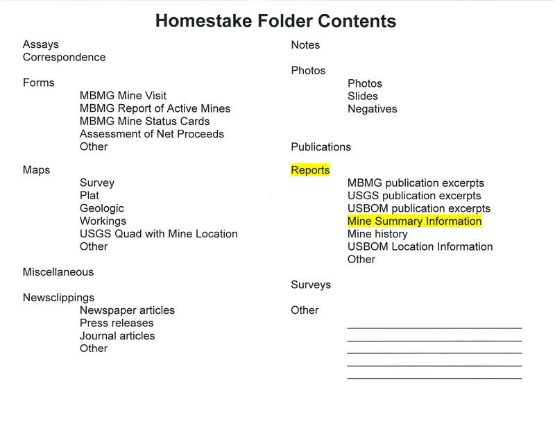 item thumbnail for Homestake Folder Contents