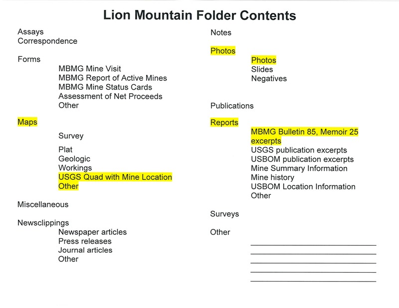 item thumbnail for Lion Mountain Folder Contents