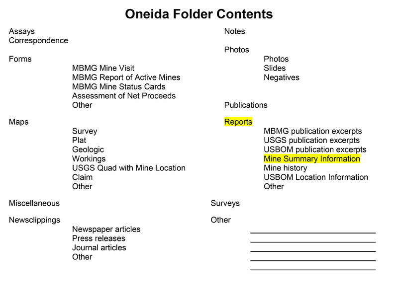 item thumbnail for Oneida Mine Folder Contents