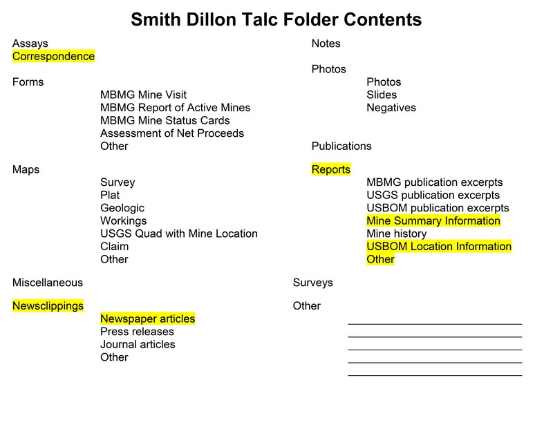 item thumbnail for Smith Dillon Talc Folder Contents