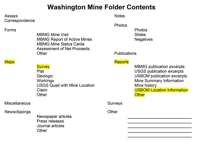 item thumbnail for Washington Mine Folder Contents