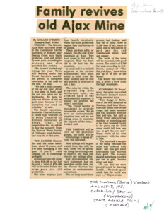 item thumbnail for Family Revives Old Ajax Mine