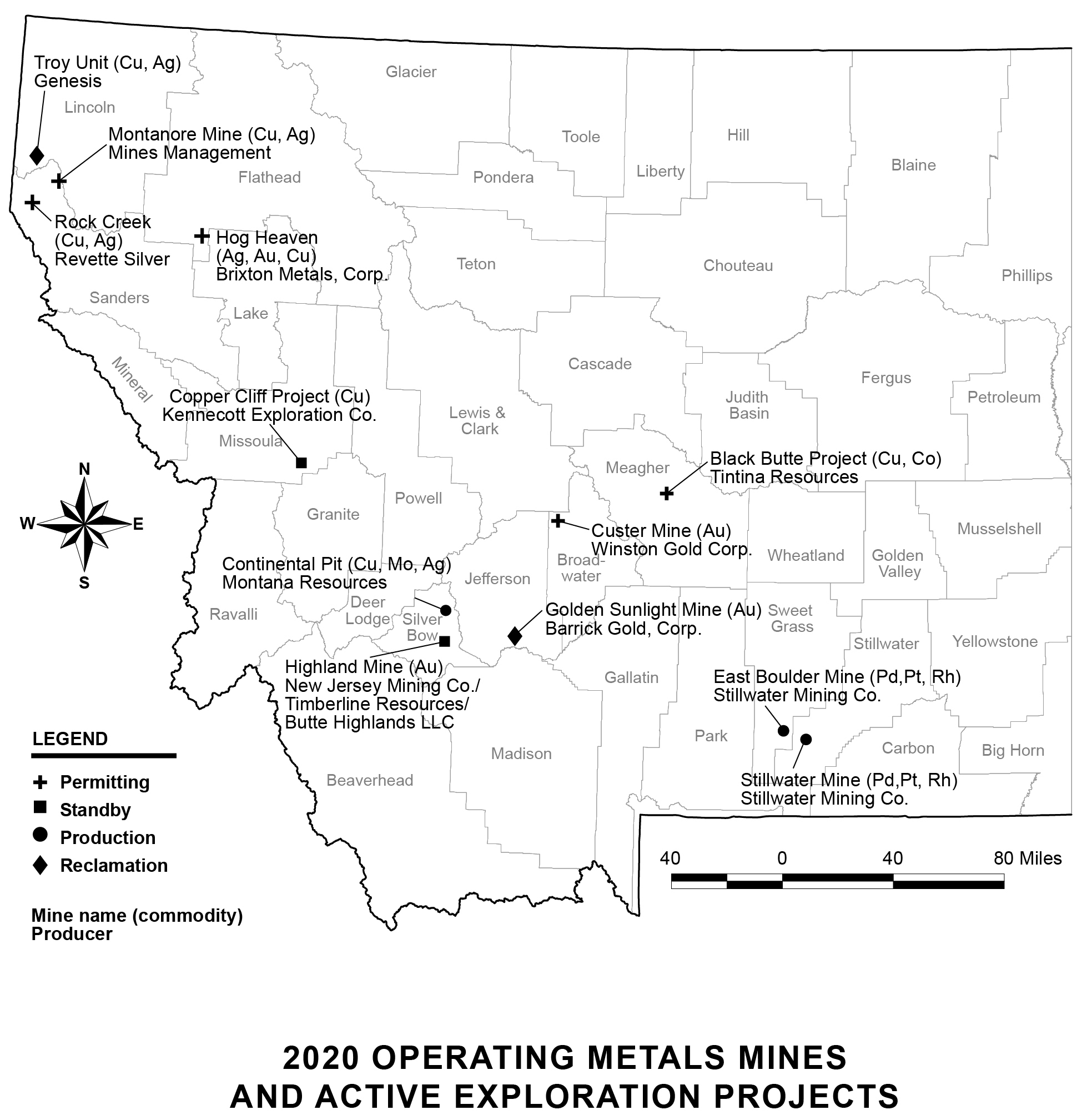 Montana Mining and Exploration Map–2020