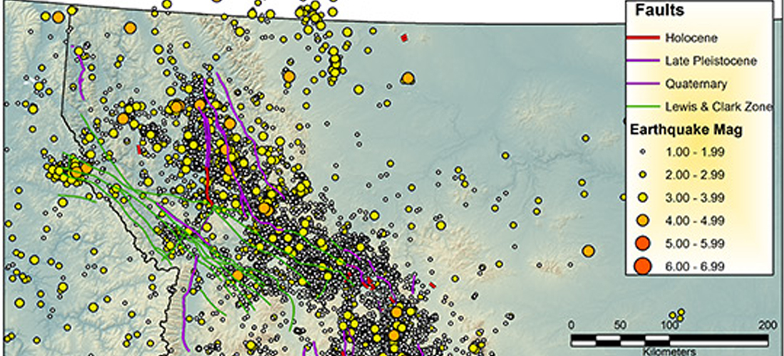 Earthquake patterns in Montana.